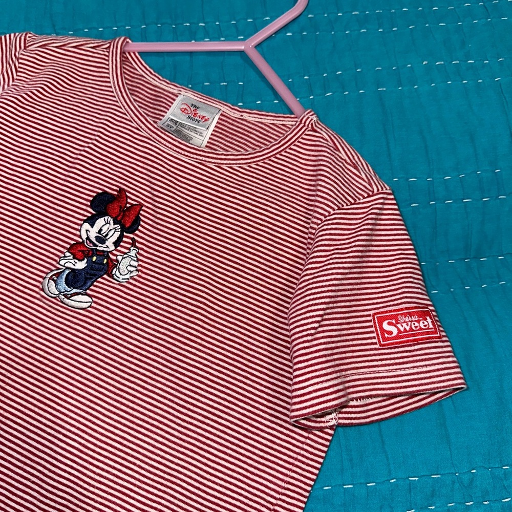 Vintage Disney Minnie Mouse Red and White Striped Tee